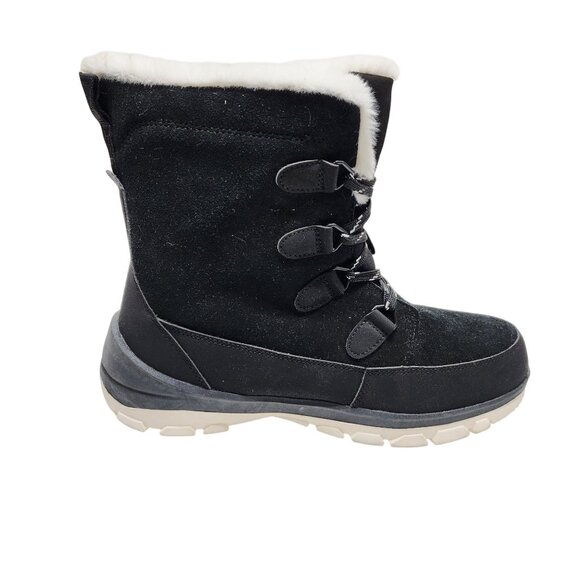 Womens Size 11 Black Winter Snow Boots With Faux Fur Lining Lace-Up Closure - Picture 5 of 9